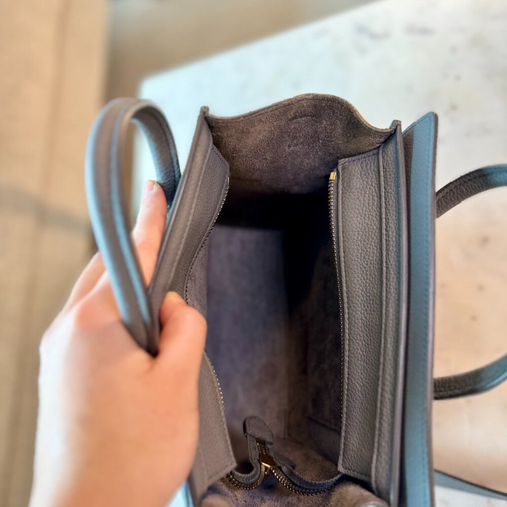 Celine Nano Luggage in Baby Drummed Calfskin Kohl - Picture 5 of 8